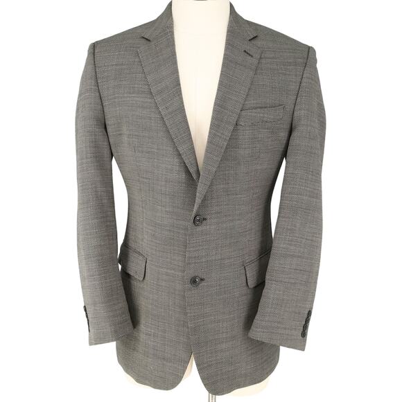 Calvin Klein Sport Coat Mens 42L Wool Black White Micro Check Jacket Career - Picture 1 of 15
